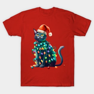 Christmas Lights Cat Merry Catmas T-Shirt